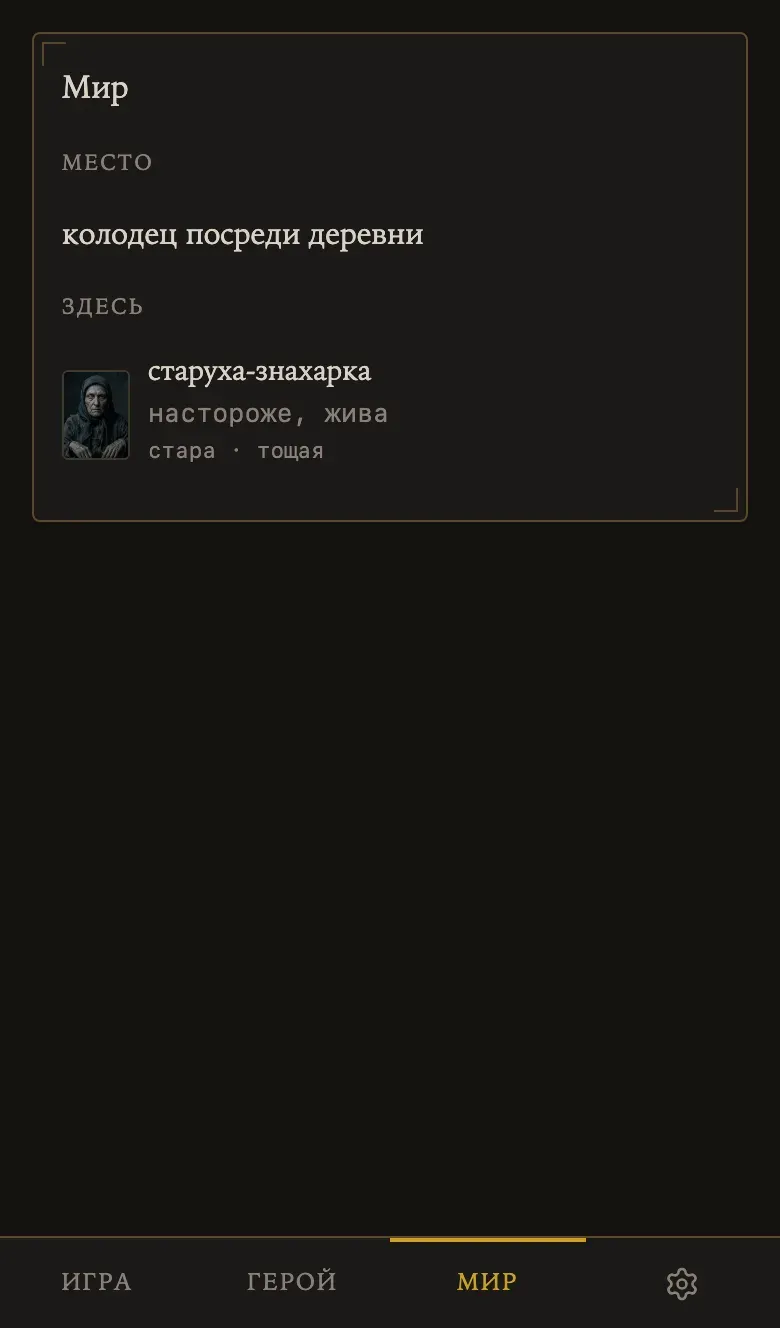 Мир: текущее место и кто здесь находится
